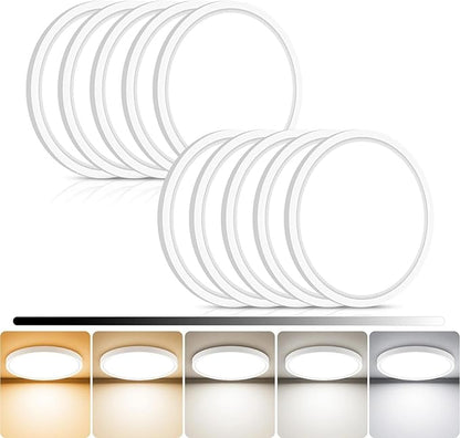 libtit 4Pack 7inch LED Flush Mount Ceiling Light, Dimmable & 5Color Temperatures (3000K-6500K), 15W Round Slim White Light Fixture for Closet Hallway Kitchen Bathroom Laundry