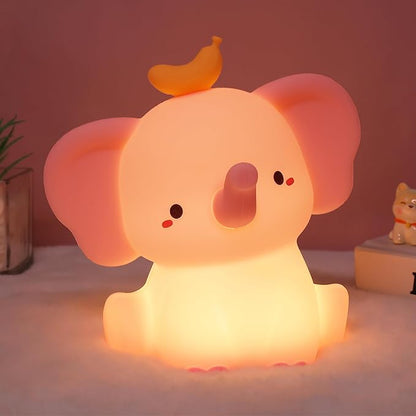 OkiyiD Pink Elephant Night Light, Cute Squishy Silicone Lamp, Dimmable Touch Control Elephant Gifts for Girls Daughter, LED Nursery Bedside Lamp for Girls Room Decor Birthday Xmas Gifts