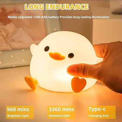 Dodo Duck Night Light, 50Hrs Duck Lamp Squishy, Tap Control 2 Brightness, 20Min Auto-Off, Rechargeable Animal Night Light for Kids Bedroom, [Mothers Day Gifts]