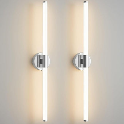 Bathroom Wall Sconces Set of 2 Hardwired Dimmable 5CCT LED Bathroom Light Fixtures Over Mirror 360° Full Lighting 31" Long Vanity Light Bar Modern Chrome Wall Sconce for Bedroom Living Room