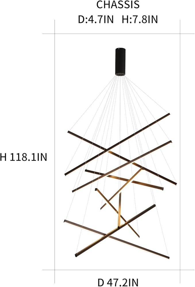 JAYMP Modern LED Chandeliers Dimmable Pendant Light Fixture for High Ceiling Living Room Dining Room Staircase Restaurant Sputnik Floating Sculptural Art Hanging Lamp (Black, 9-Lights)
