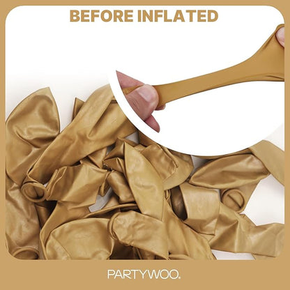 PartyWoo Metallic Gold Balloons 145pcs Different Sizes of 18 12 10 5 Inch Chrome Gold Balloon Arch Kit Garland for Birthday Graduation Baby Shower Wedding Bachelorette Party Decorations Gold-G127