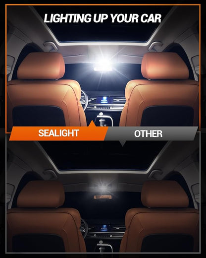 SEALIGHT 578 LED Bulb Super Bright 6500K White 212-2 569 6411 6418 6451 211-2 LED Bulb Interior Car Light 2525 Ceramic Chipset for Map Door License Plate Dome Light Bulb 41mm 42mm(Pack of 4)
