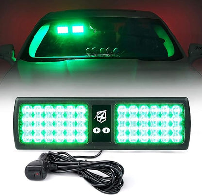 Xprite Green 48LED Visor Strobe Flashing Lights Sunshield Hazard Warning Light for Law Enforcement Emergency Vehicles Trucks