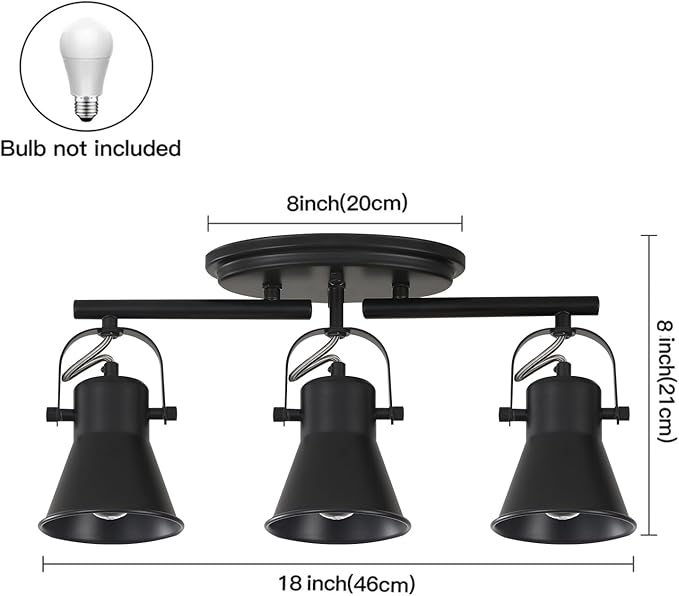 3-Lights Ceiling Track Lighting Fixtures Can Used for Mirror Front Wall Lights, Adjustable Ceiling Spotlight 3-Light Vanity Lamp