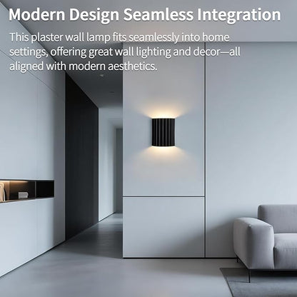 Black Gypsum Modern LED Wall Sconces Wall Lighting Set of 2, Indoor Hardwired Walls Mount Light Fixtures Up Down Lamp for Hallway Bedroom Living Room Dining Room【Bulbs Included】