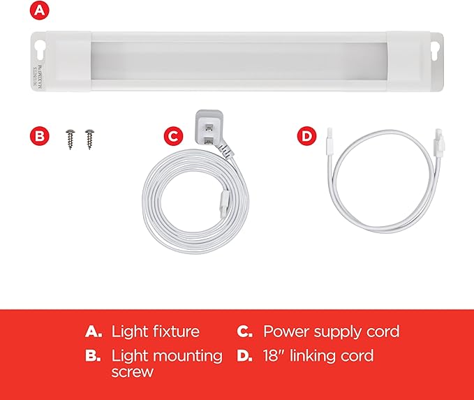 UltraPro 24 inch Plug-in Linkable Under Cabinet Lights, High/Low/Off, Warm White Light (2700K), LED Under Cabinet Lighting, Under Counter Lights for Kitchen, 44107