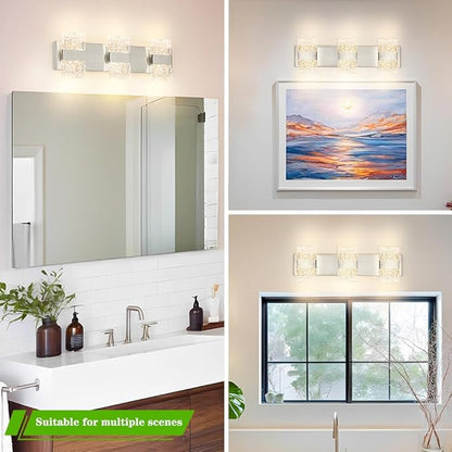 Bathroom Vanity Light Fixture, Modern Brushed Nickel LED Vanity Light, Dimmable 19W LED Wall Sconce Lighting for Bathroom, Bedroom, Perfect for Makeup & Shaving