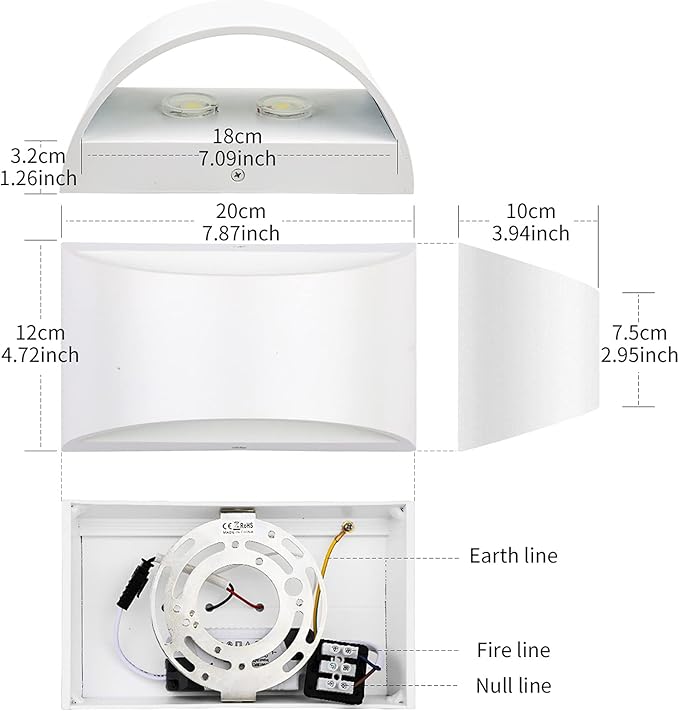Lightess Modern LED Wall Sconce, Hardwired Indoor Wall Lights Set of 2, 3000K Up and Down Wall Mount Lamp, White Sconces Wall Lighting for Living Room Bedroom Hallway Corridor, Dimmable, Warm White