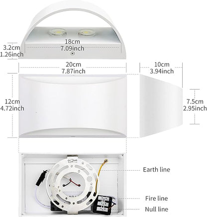 Lightess Modern LED Wall Sconce, Hardwired Indoor Wall Lights Set of 2, 3000K Up and Down Wall Mount Lamp, White Sconces Wall Lighting for Living Room Bedroom Hallway Corridor, Dimmable, Warm White