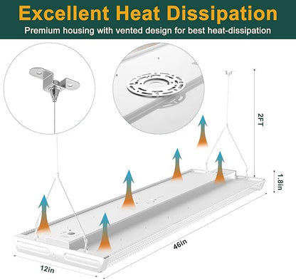 4Pack 4FT 265W LED Commercial Diamond Linear High Bay Light 37100LM[Eqv.800W MH/HPS],AC100-277V【Driver Equipped】 5000K,Linear Hanging High Bay Light,UL Complied