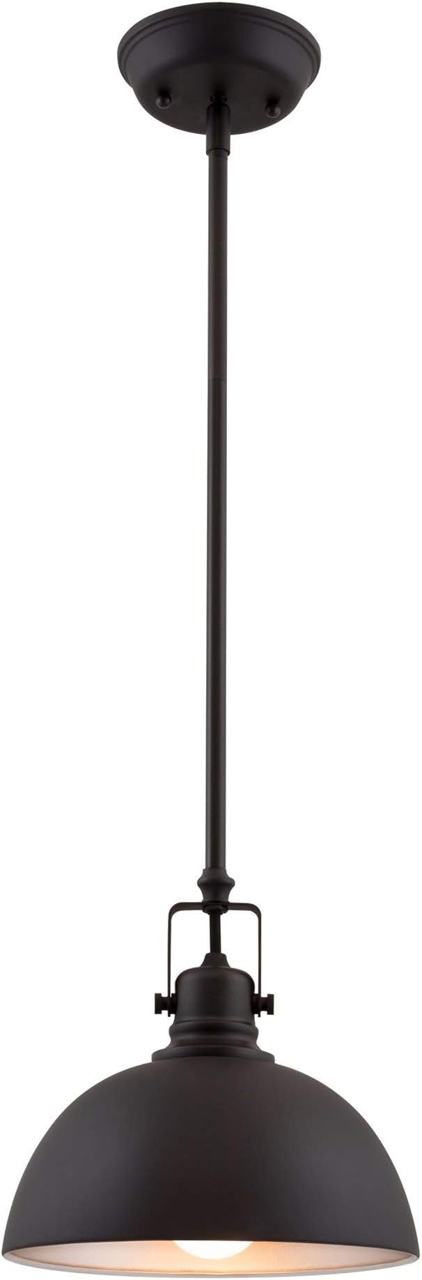 Kira Home Belle 9" Modern Industrial Pendant Light with Dome Shade, Petit Retro Metal Dark Brown Hanging Light, Oil Rubbed Bronze Finish