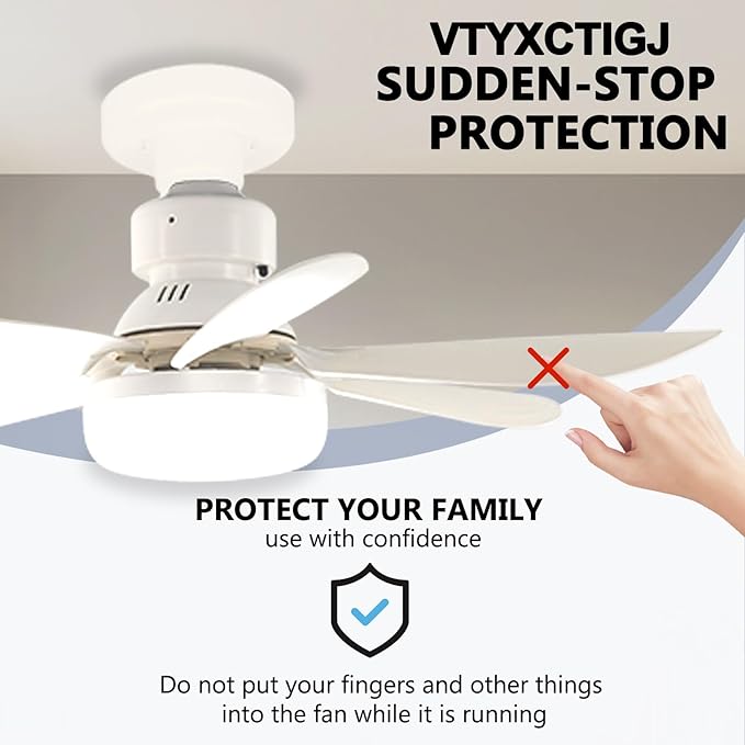 Socket Fan Light with Remote, Portable Small Ceiling Fans with Lights Bulb for Bedroom, Kitchen, Living Room, 20" Screw in Ceiling Fan in Light Socket for E26 Base 40W/3000K-6000K Dimmable