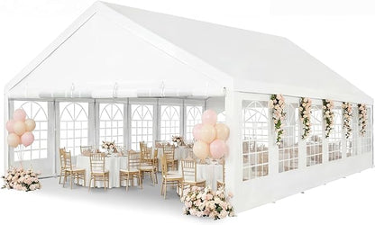 Party Tent 20x40ft Heavy Duty Outdoor Canopy White Wedding Tent with Removable Sidewalls, Large Outdoor Event Shelter for BBQ, Backyard Parties, Receptions & Grand Catering