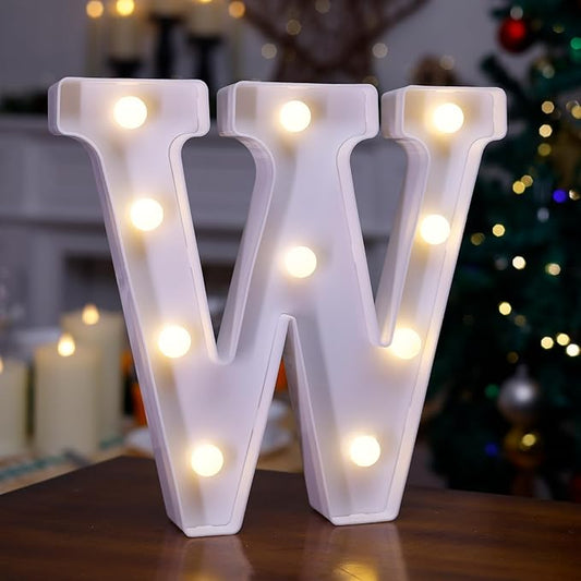LED Marquee Sign Light Up Letters, Alphabet Light Up Letters Sign, Battery Powered LED Letter Lights for Night Light, Wedding, Birthday, Party, Christmas or Home Decor (Letter W)