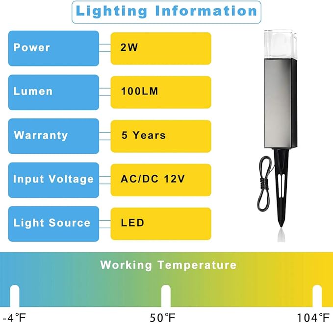 Outdoor Landscape Lighting Low Voltage Garden Landscape Lights Pathway Lights Yard Lights Driveway Lights, Aluminum Construction Waterproof 12V 3W 3000K Warm-Yellow Light（4-Pack）