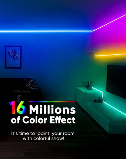 Shine Decor 24V Neon Rope Lights Smart APP Control Music Sync, 32.8FT/10M RGB Neon LED Strip Lighting for Indoor Outdoor Bedroom Gaming Light, Color Changing Dimmable Flexible IP65 Waterproof