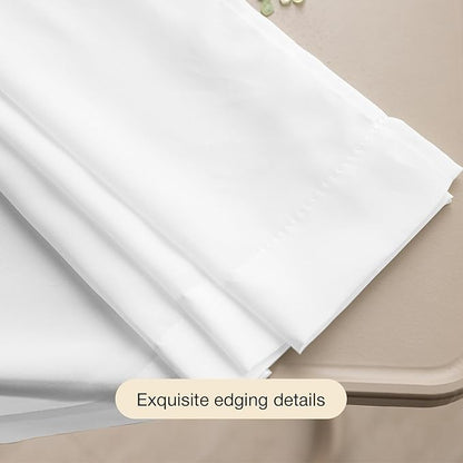 Anmao Non-See-Through Bright White Privacy Semi Sheer Curtains for Living Room 72 Inch Length 2 Panels Set, Light Filtering That Let Light In Rod Pocket Window Drapes for Bedroom, 52W x 72L,Pure White