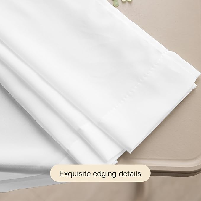 Anmao Non-See-Through Bright White Privacy Semi Sheer Curtains for Living Room 54 Inch Length 2 Panels Set, Light Filtering That Let Light In Rod Pocket Window Drapes for Bedroom, 52W x 54L,Pure White