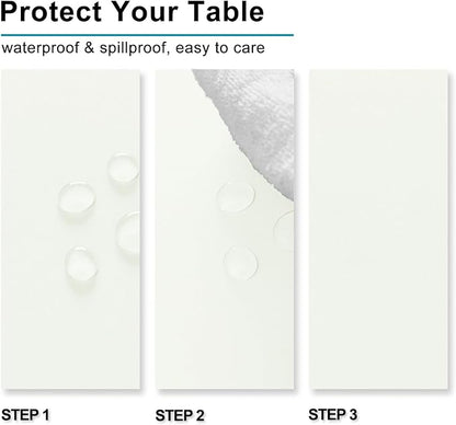 Hiasan Rectangle Tablecloth - Waterproof Washable Fabric Table Cloth for Wedding, Banquet, Gathering and Dining Room, 90 x 156 Inch, Ivory
