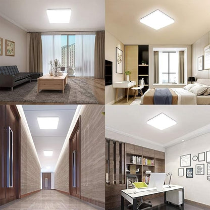 OOWOLF 2Pack 25W 5000K LED Flush Mount Ceiling Light Fixture Ultra Slim, 12inch Waterproof Bathroom Square LED Ceiling Lamp Fixture Without Flicker, 85Ra+ Daylight White for Kitchen Bedroom Hallway
