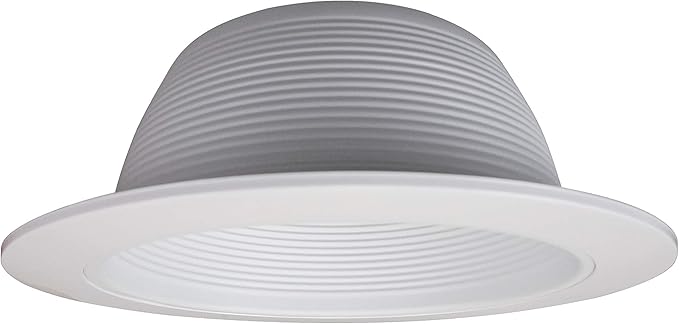 NICOR Lighting 6 inch White Recessed Baffle Trim with 1 inch Trim Ring, Fits 6 inch Housings (17511-1)