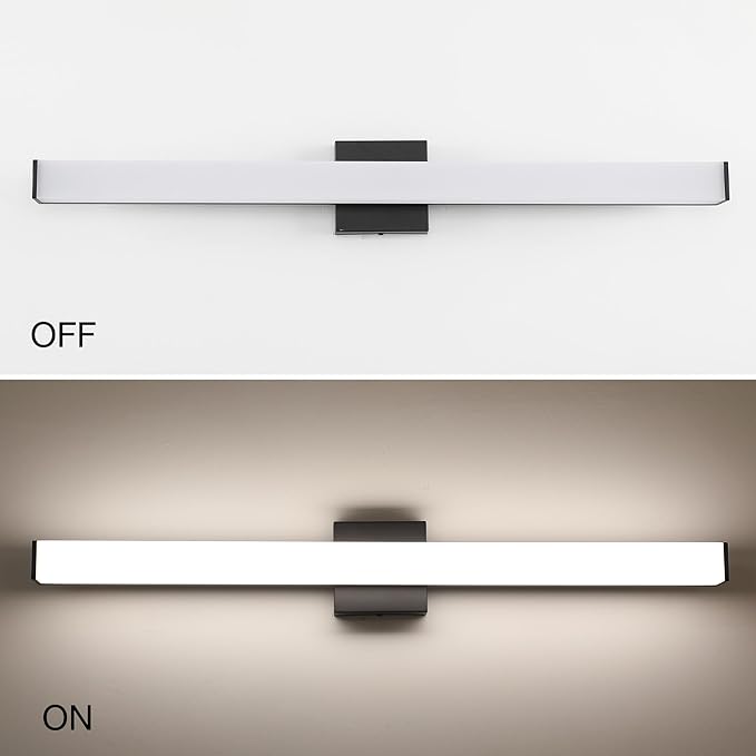 Bathroom Vanity Light Brushed Nickel Square LED 24 inch 14W 4000K Natural White Light Wall Bar Lighting Fixtures Over Mirror (Matte Black, 31.5in 4000K Dimmable)