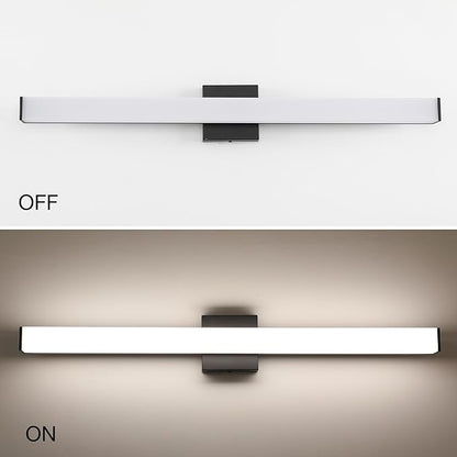 Bathroom Vanity Light Brushed Nickel Square LED 24 inch 14W 4000K Natural White Light Wall Bar Lighting Fixtures Over Mirror (Matte Black, 31.5in 4000K Dimmable)