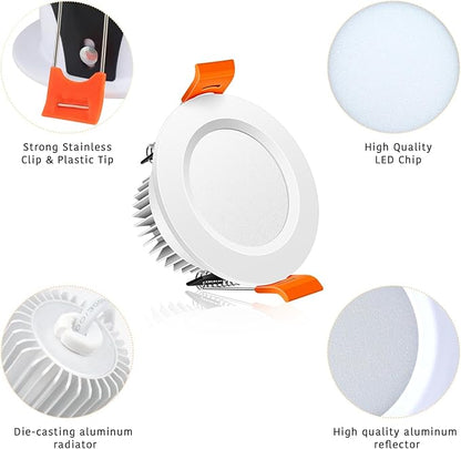 2 Inch LED Downlight, 3W Recessed Lighting Dimmable Ceiling Light Kit, 3000K Warm White, CRI80 LED Can Lights with Driver(35W Halogen Equivalent), 10 Pack