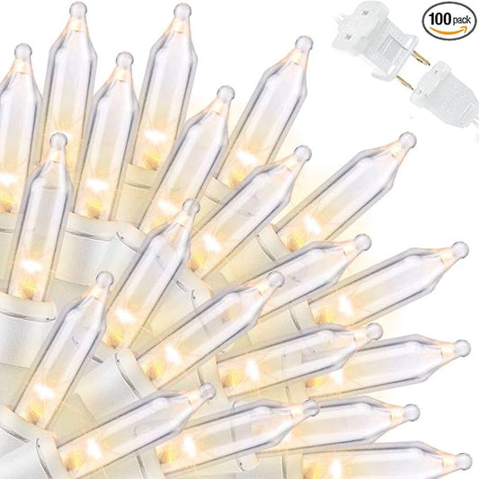 LAMPHOME 100 Count Clear Christmas String Lights, 19.6ft White Wire Fairy Lights, UL Certified Waterproof Indoor & Outdoor String Lights for Xmas Tree, Patio, Wedding, Mother's Day Decor