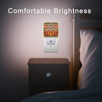 Dream Catcher Night Light,Ethnic Ornament Plug-in Night Lights with Dusk-to-Dawn Sensor for Stairway/Hallway/Bedroom 0.5W Sleep Friendly lamp for Women/Girls/Boys Gift