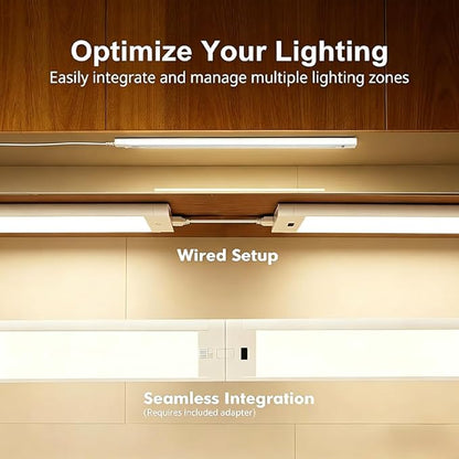 12 Inch Under Cabinet Lighting High Brightness Linkable LED Light Bar, Hand Wave Activated Motion Lights for Kitchen,Home,Room 5 CCT (2700K-6000K) Stepless Dimmable Closet Light, 350LM 5W