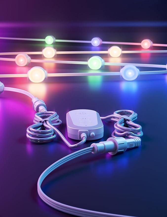CINOTON Permanent Outdoor Lights Pro 100ft, Smart RGBCW Eaves Lights with 60 LEDs, IP67 Waterproof, 111 Scene Modes for Daily and Festival, Halloween Christmas Holiday Decor, APP/Voice/Remote Control