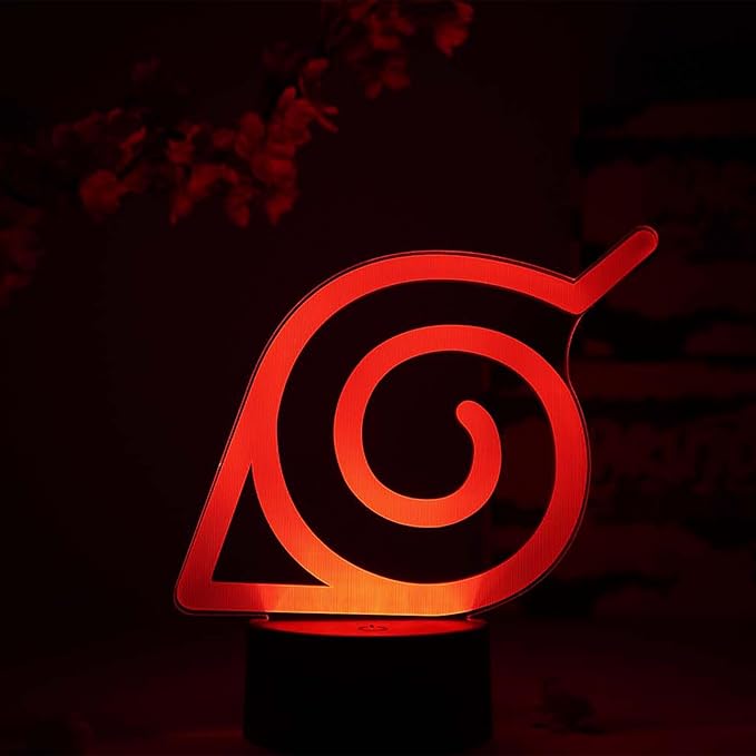 Otaku Lamps Konoha Leaf Naruto – Anime Night Light, 16 Color RGB LED – Gift for Otaku