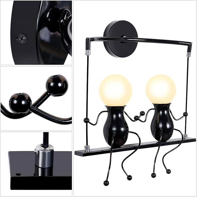 Kawell Humanoid Wall Light Fixtures Modern Wall Lamp Creative Wall Sconce Light Art Deco Max 60W E26 Base for Children Room Bedroom Bedside Living Room Stairs Hallway Restaurant Kitchen
