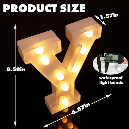 Small Led Marquee Letters, Light Up Letters, 8.58 Inch Led Letter Lights, Battery Powered Lighted Sign for Table, Party, Birthday, Christmas Decor (Letter Y)