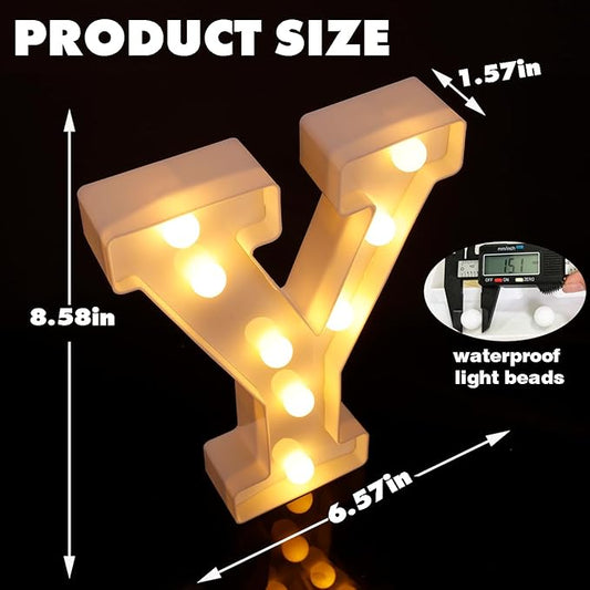 Small Led Marquee Letters, Light Up Letters, 8.58 Inch Led Letter Lights, Battery Powered Lighted Sign for Table, Party, Birthday, Christmas Decor (Letter Y)