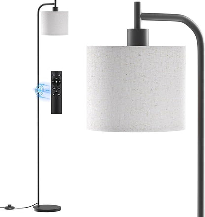 SIBRILLE Floor Lamp with Linen Shade, Dimmable Tall Standing Lamp with Remote Control & 3 Color Temperatures, Modern Corner Floor Lamps for Living Room Bedroom Office, 9W LED Bulb Included