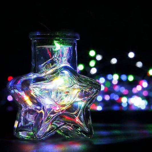 CYLAPEX 12 Pack Fairy Lights Battery Operated 7ft 20 LED Mini String Lights Silver Wire Firefly Starry Moon Lights for Christmas Mason Jars Party Wedding Centerpiece Table Decorations, Multicolor
