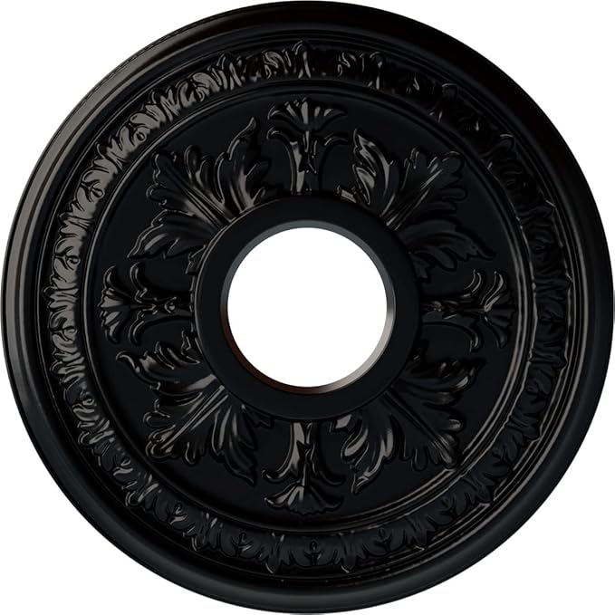 Ekena Millwork Baltimore Ceiling Medallion, Jet Black