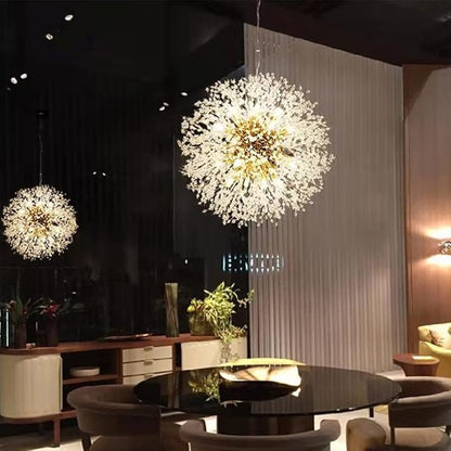 Modern Firework Gold Crystal Chandeliers, Sputnik Dandelion Chandelier Light Fixture Pendant Lighting for Living Room, Dining Room, Restaurant, Bedroom, Kitchen- 16 Lights