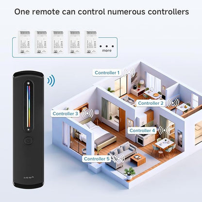 BTF-LIGHTING RC09RFB & C04RF RF 2.4GHz Wireless Tuya Controller Kit Magnetic Wall-Mounted, Dim Brightness/Color,Touch Slide Control for PWM(+ R G B W) 5PIN SMD FCOB RGBW LED Strip DC5V DC12V DC24V