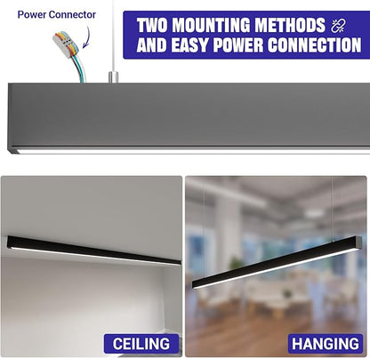 JTT 8FT LED Linear Light,8Foot LED Shop Lights 100/80/60W 3/4/5000K CCT Selectable,Commercial 8Feet Lighting Fixture 0-10V Dimmable Lighting Fixture ETL for Gym Retails Office Garage Classroom,2Pack