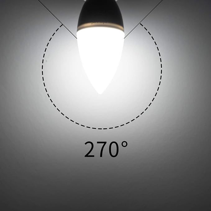 DiCUNO ProOE Eye-Protected E26 LED Bulb, High CRI 98, 5W E26 Candle Bulb, Daylight White 5000K, C37 40W Halogen Equivalent Decorative Light Replacement for Chandelier, Non-dimmable, 6 Pack