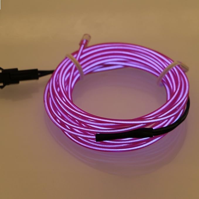 Searik LED Neon Light 16.4ft/5m, Portable EL Wire Glowing Rope Lights LED Strips String Lighting with Battery Controller for Halloween Decorations Party Favor Car DIY Clothes (Purple)