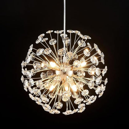 AGV LIGHTING Modern Crystal Chandelier Sputnik Dandelion Pendant Light Fixture, 6-Light Gold Chandelier for Dining Room Living Room Bedroom Foyer