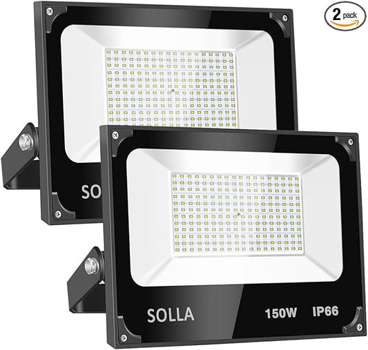 2 Pack 150W Led Flood Lights, 15000lm 6000K Daylight White Exterior Flood Lighting, Outdoor Indoor Lights Fixture, Security Floodlight Spotlight for Yard, Garden, Garage, Rooftop
