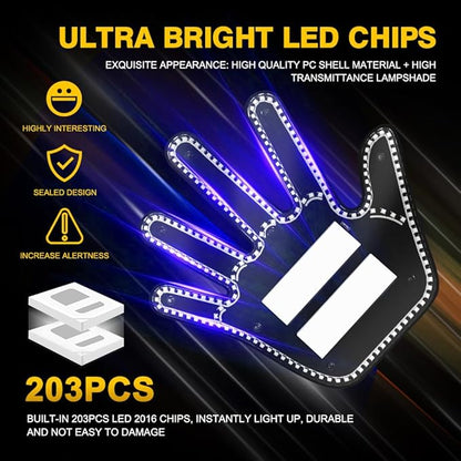 LED Gesture Light Comical Car Finger Light with Remote Ideal Gifted Car Accessories Funny Back Window Sign Car Gadget & Road Rage Sign Give The Love & Wave & Yead to Drivers-Blue