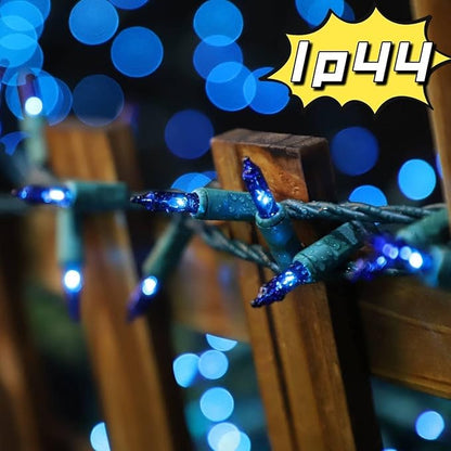LAMPHOME Blue Christmas String Lights, 100 ct 20FT Incandescent Mini Fairy Lights Set, UL Certified Green Wire Lights for Indoor Outdoor Halloween Holiday Home Xmas Tree Patio Décor