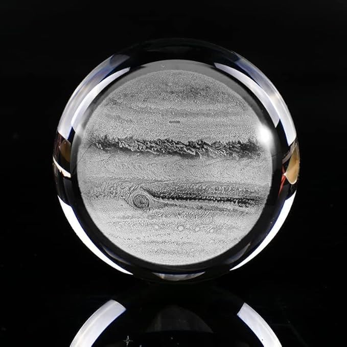Qianwei 3D Solar System Crystal Ball - 7pcs Space Science Astronomy Gifts Decor Glass Figurines Statue Stuff Planet Lamp for Room Decorations Keepsake Paperweight